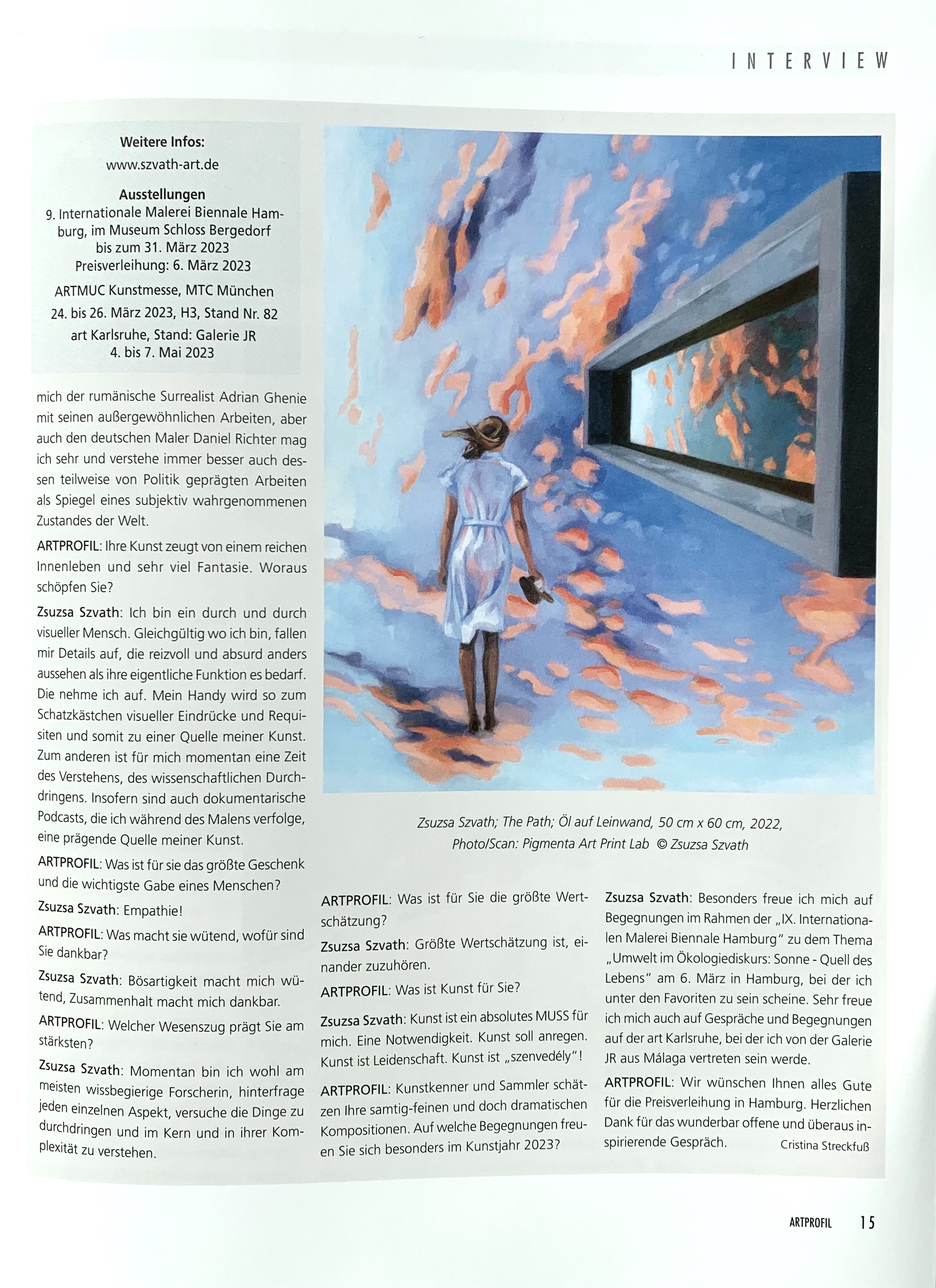 Interview im Kunstmagazin Artprofil